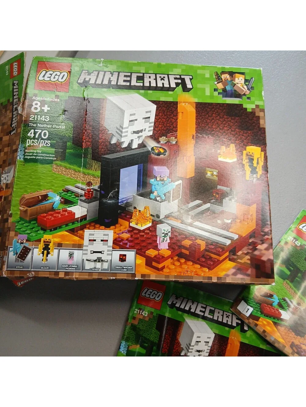 LEGO Minecraft 21143 The Nether Portal Incomplete Set w/ Manuals Minifigures